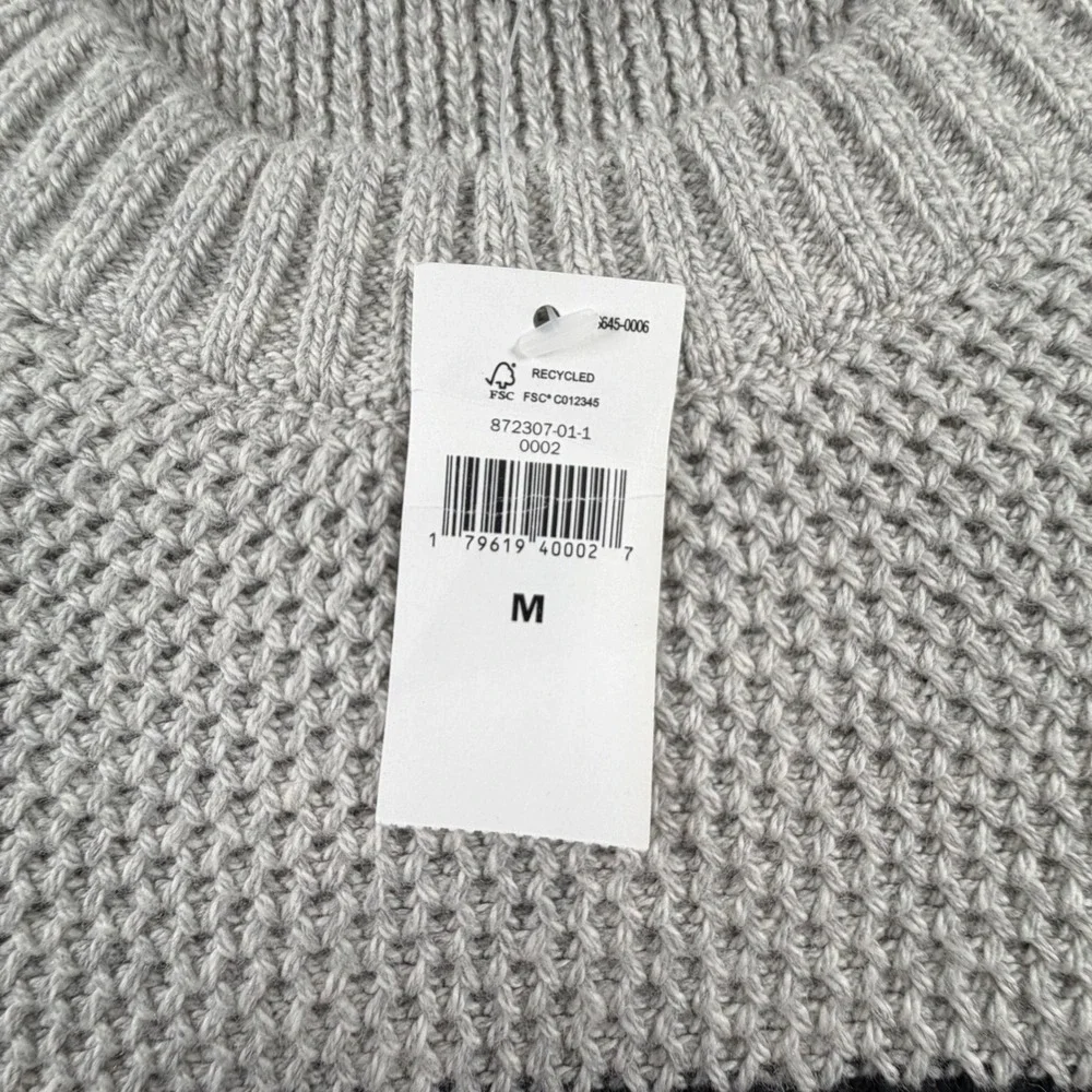 Banana Republic Sweater Mens M Grey Black Stripe Waffle Knit Cotton Wool 872307